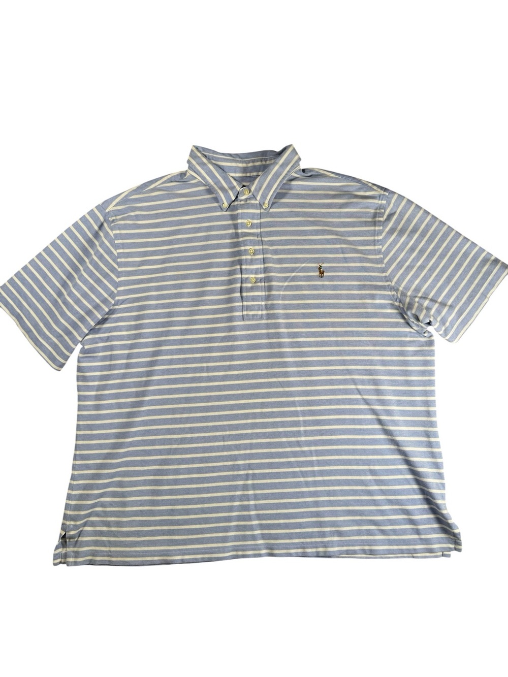 Ralph Lauren Striped Knit Oxford Polo Shirt Men’s 2xl Blue White Pony Logo